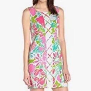 Lilly Pulitzer Cathy Shift Dress Flamingo Pink Don't Give a Cluck